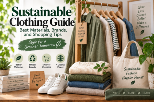 Sustainable clothing guide featuring eco-friendly fabrics, ethical fashion, and responsible shopping tips
